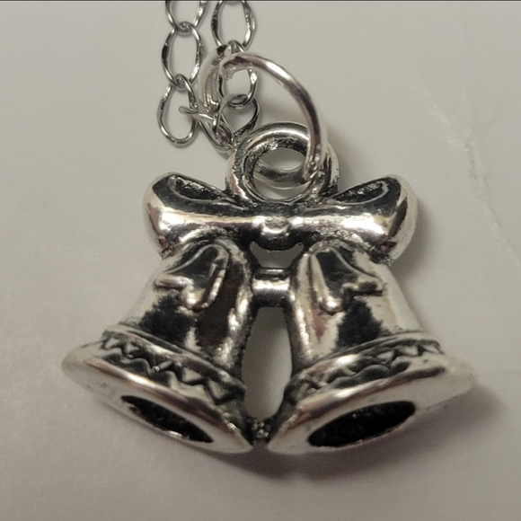 Silver Chain and Silver Christmas Bell Charm Necklace - Picture 2 of 10